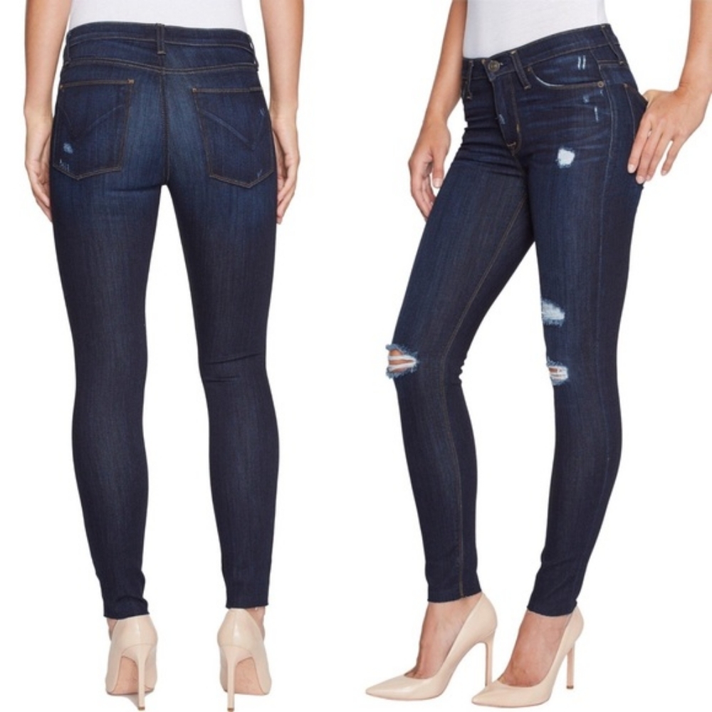 Hudson Distressed Nico Midrise Ankle Skinny Raw Hem Jeans Size 26